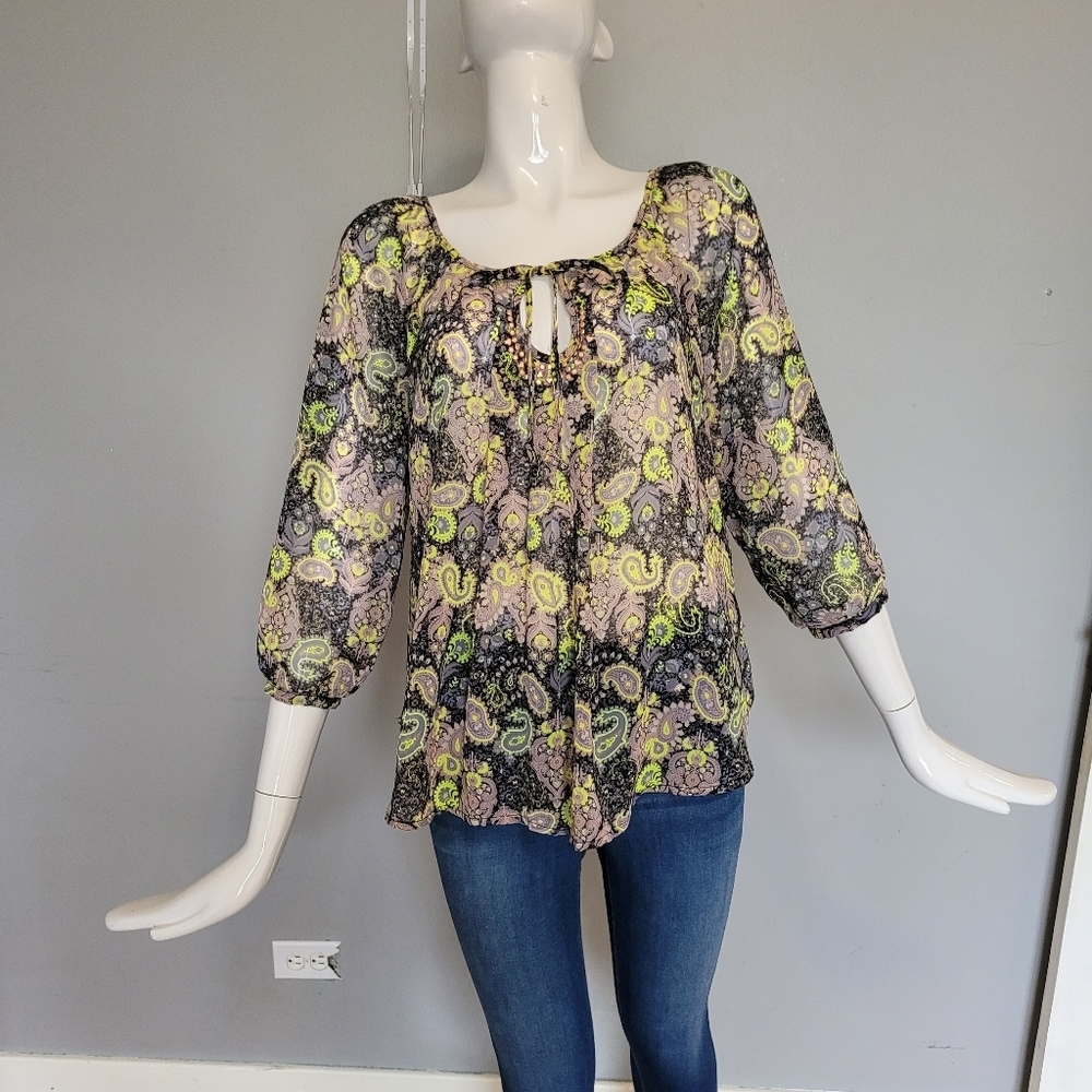 Princess Vera Wang Sheer Peasant Top, VGUC, Size M
